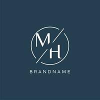Initial letter MH logo monogram with circle line style vector