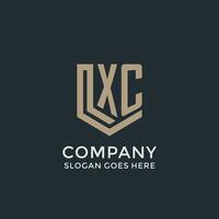 Initial XC logo shield guard shapes logo idea vector