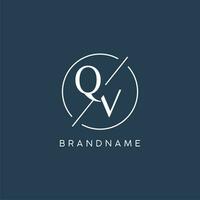 Initial letter QV logo monogram with circle line style vector
