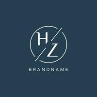 Initial letter HZ logo monogram with circle line style vector