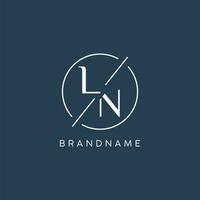 Initial letter LN logo monogram with circle line style vector