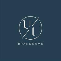 Initial letter UI logo monogram with circle line style vector