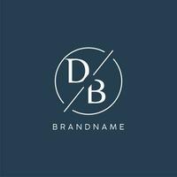 Initial letter DB logo monogram with circle line style vector