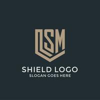 Initial SM logo shield guard shapes logo idea vector