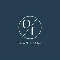 Initial letter OT logo monogram with circle line style vector