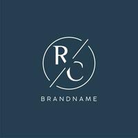Initial letter RC logo monogram with circle line style vector