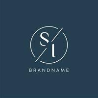 Initial letter SI logo monogram with circle line style vector