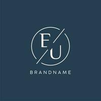 Initial letter EU logo monogram with circle line style vector