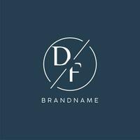 Initial letter DF logo monogram with circle line style vector