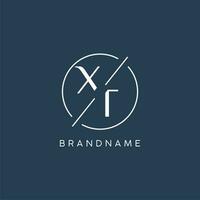 Initial letter XT logo monogram with circle line style vector