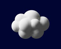 3D render fluffy cloud. Realistic modern icon in clay style. Vector illustration white element on blue sky background. Soft heaven. Meteorology symbol of cloudy weather