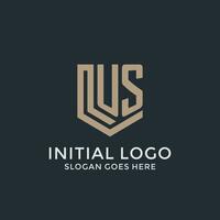 Initial US logo shield guard shapes logo idea vector