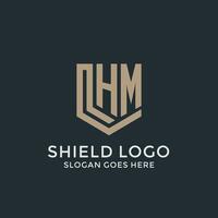 Initial HM logo shield guard shapes logo idea vector