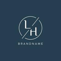 Initial letter LH logo monogram with circle line style vector