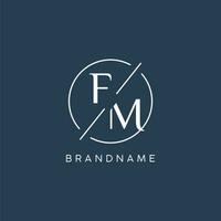 Initial letter FM logo monogram with circle line style vector