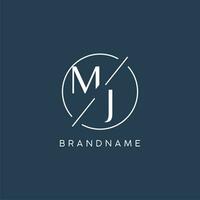 Initial letter MJ logo monogram with circle line style vector
