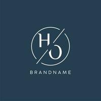 Initial letter HO logo monogram with circle line style vector