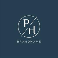 Initial letter PH logo monogram with circle line style vector