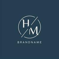 Initial letter HM logo monogram with circle line style vector