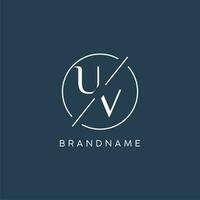 Initial letter UV logo monogram with circle line style vector