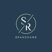 Initial letter SR logo monogram with circle line style vector