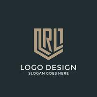 Initial RL logo shield guard shapes logo idea vector