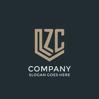 Initial ZC logo shield guard shapes logo idea vector