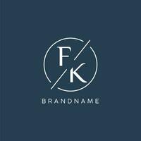 Initial letter FK logo monogram with circle line style vector
