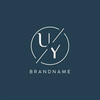 Initial letter UY logo monogram with circle line style vector