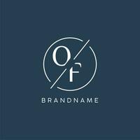Initial letter OF logo monogram with circle line style vector
