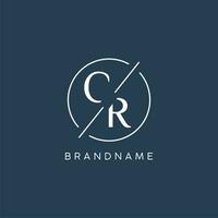 Initial letter CR logo monogram with circle line style vector