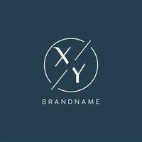 Initial letter XY logo monogram with circle line style vector