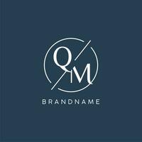 Initial letter QM logo monogram with circle line style vector