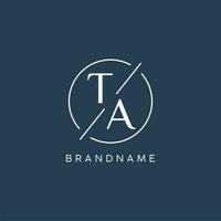 Initial letter TA logo monogram with circle line style vector