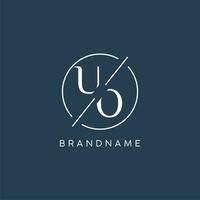 Initial letter UO logo monogram with circle line style vector
