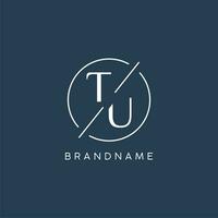 Initial letter TU logo monogram with circle line style vector