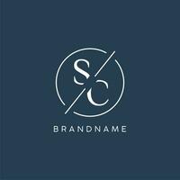 Initial letter SC logo monogram with circle line style vector