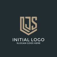 Initial JS logo shield guard shapes logo idea vector