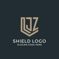 Initial JZ logo shield guard shapes logo idea vector