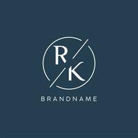 Initial letter RK logo monogram with circle line style vector