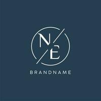 Initial letter NE logo monogram with circle line style vector