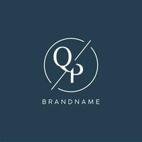 Initial letter QP logo monogram with circle line style vector
