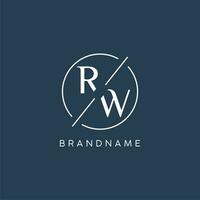 Initial letter RW logo monogram with circle line style vector