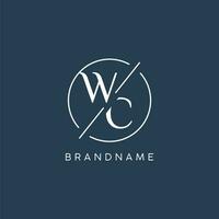 Initial letter WC logo monogram with circle line style vector