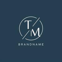 Initial letter TM logo monogram with circle line style vector