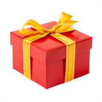 set of blue and red gift box with yellow ribbon isolated on transparent background ,generative ai png
