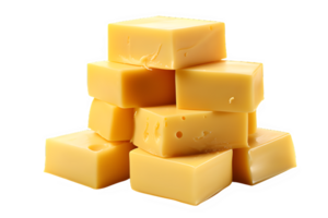 pile of cheese slices isolated on transparent background ,generative ai png