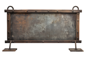 old iron plank signboard isolated on transparent background ,generative ai png