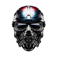 set of iron skull helmet isolated on transparent background ,futuristic robot helmet ,generative ai png