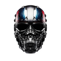 set of iron skull helmet isolated on transparent background ,futuristic robot helmet ,generative ai png